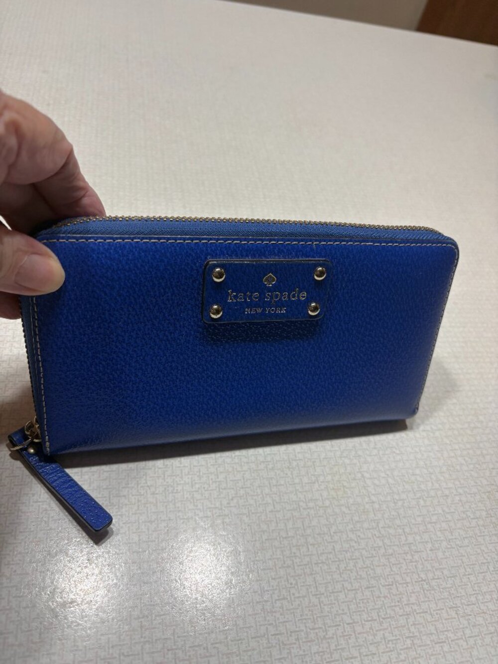 Like New Kate spade Large Bright Bue Leather Wallet